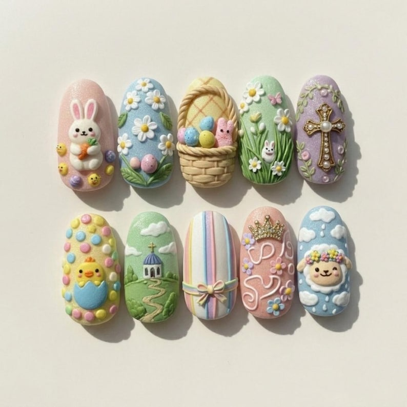 Bunny Easter Egg Press On Nails