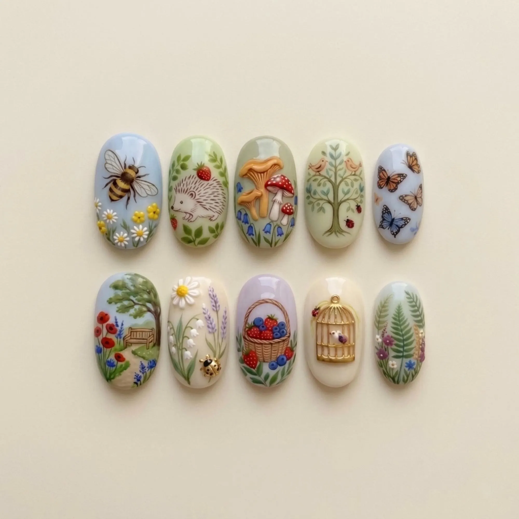 Mushroom Hedgehog Garden Nails